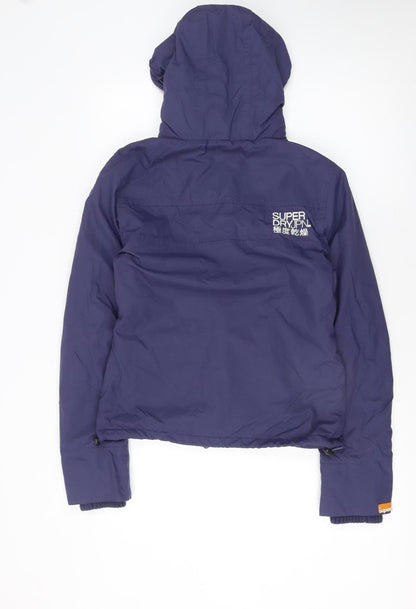Superdry Women Blue Hooded Windbreaker Jacket Size S