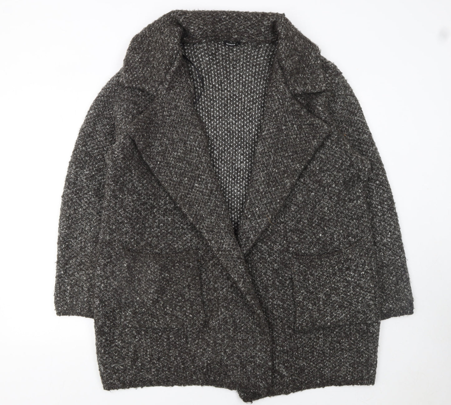Roman Women’s Grey Chunky Knit Long Cardigan Size 18