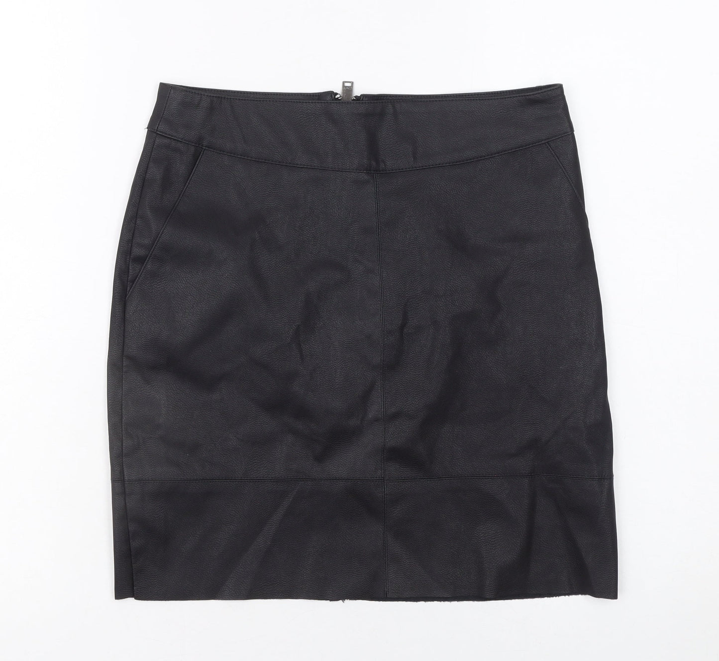 ONLY Women Black Faux Leather Pencil Skirt Size 6
