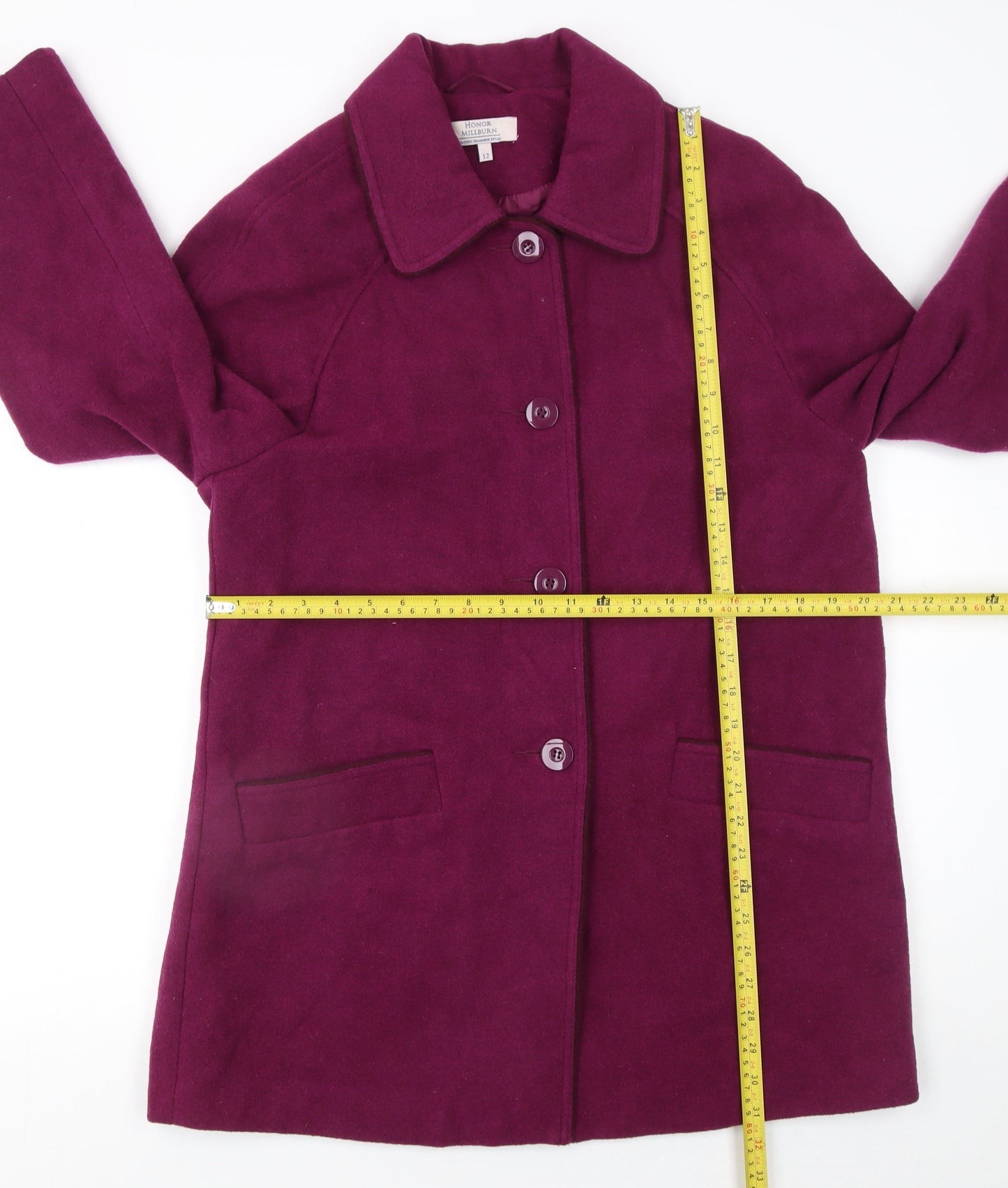 Honor Millburn Women’s Purple Wool Blend Mid-Length Coat Size 12