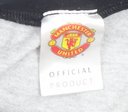 Manchester United Boys Grey Red T-Shirt 10-11 Years Short Sleeve Crew Neck