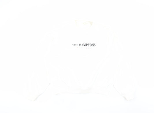 H&M Womens White The Hamptons New York Cotton Blend Sweatshirt M