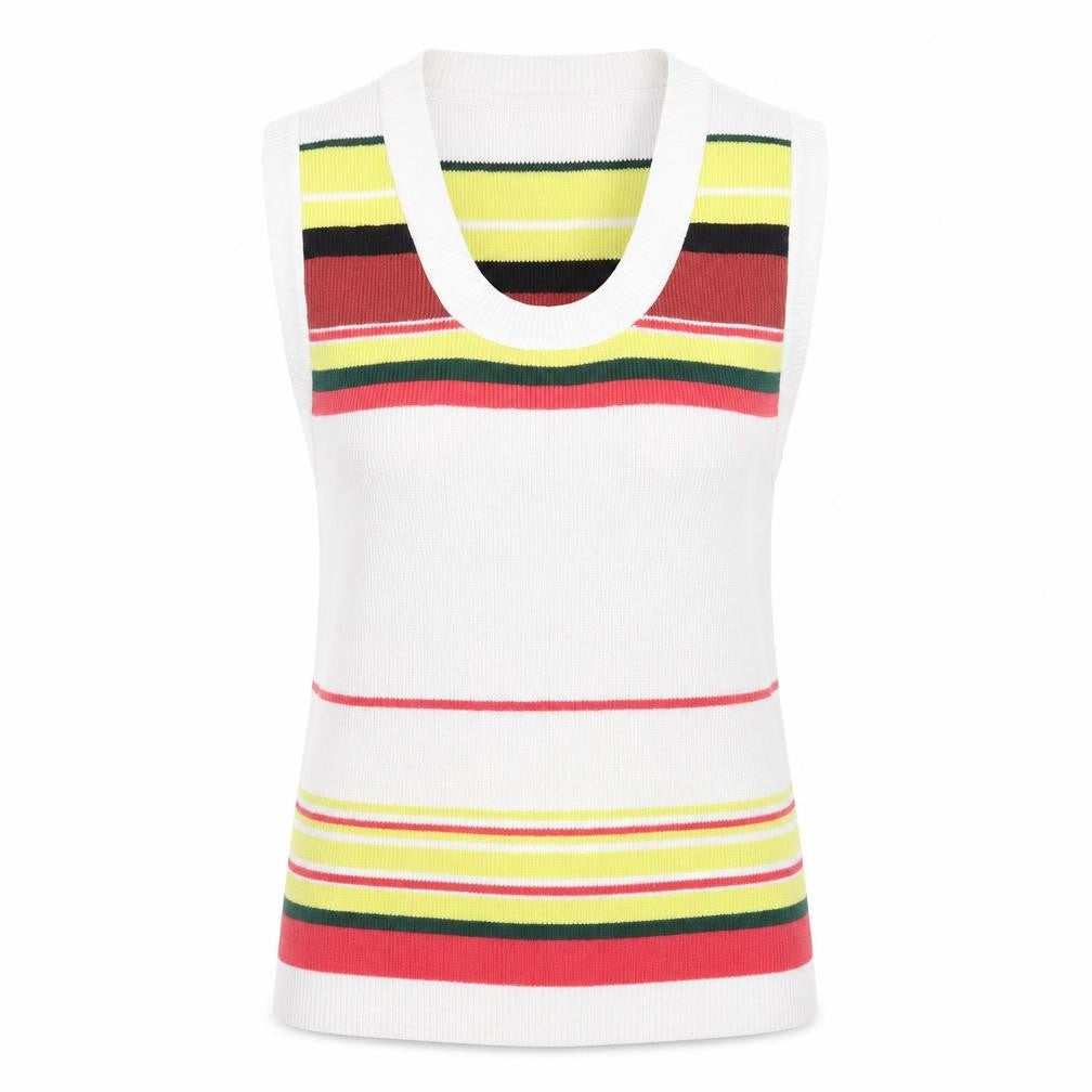 Next Women's Multicoloured Striped Knit Vest Jumper Size 10