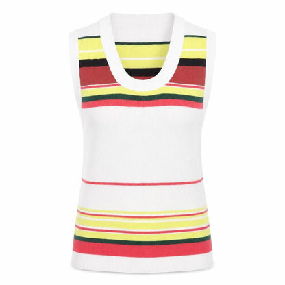 Next Women's Multicoloured Striped Knit Vest Jumper Size 10