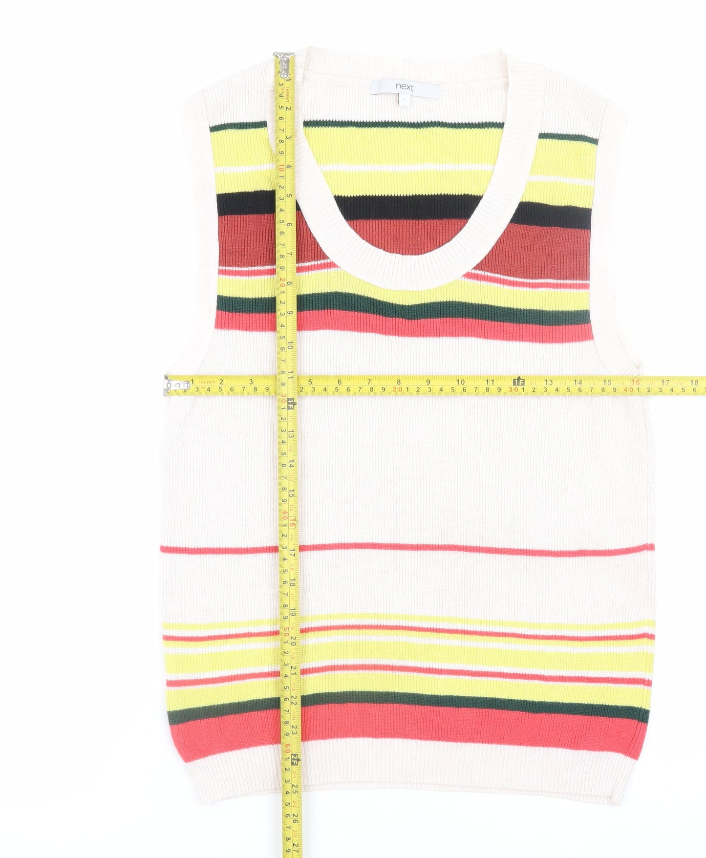 Next Women's Multicoloured Striped Knit Vest Jumper Size 10