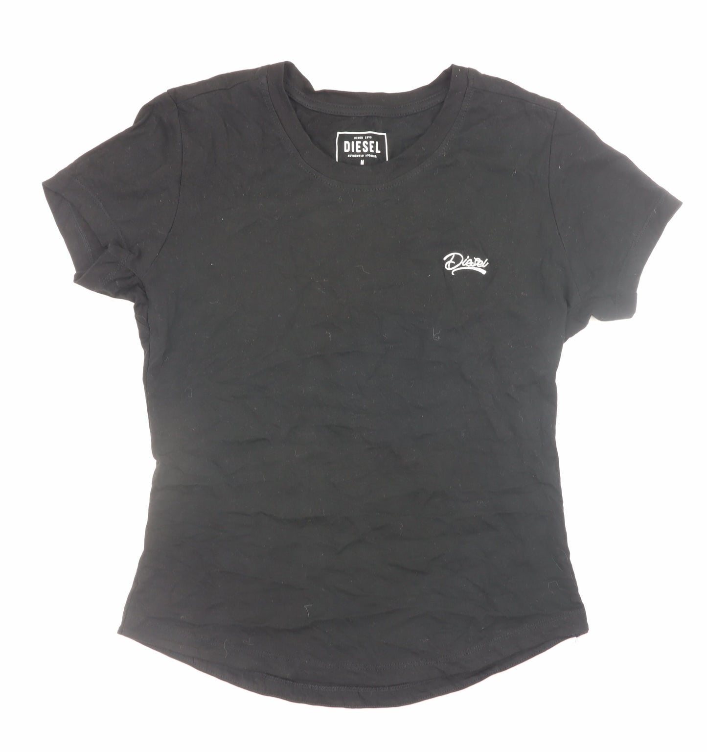 Diesel Womens Black Slim Fit Basic Cotton T-Shirt Medium