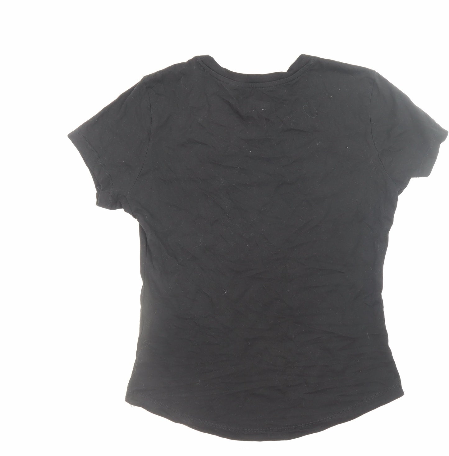 Diesel Womens Black Slim Fit Basic Cotton T-Shirt Medium