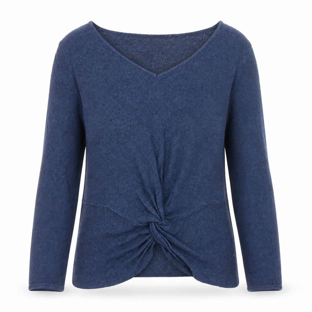 White Stuff Women’s Blue V-Neck Twist Front Knit Jumper Size 8