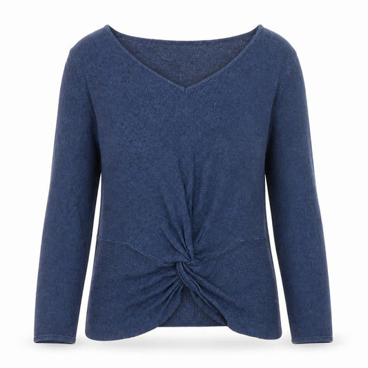 White Stuff Women’s Blue V-Neck Twist Front Knit Jumper Size 8
