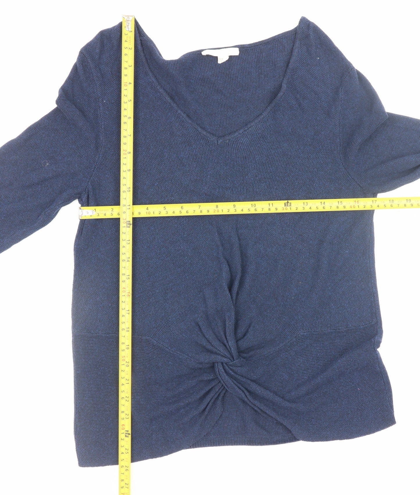 White Stuff Women’s Blue V-Neck Twist Front Knit Jumper Size 8