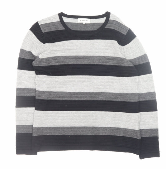 Bassini Men's Grey Striped Knit Pullover Jumper Size M