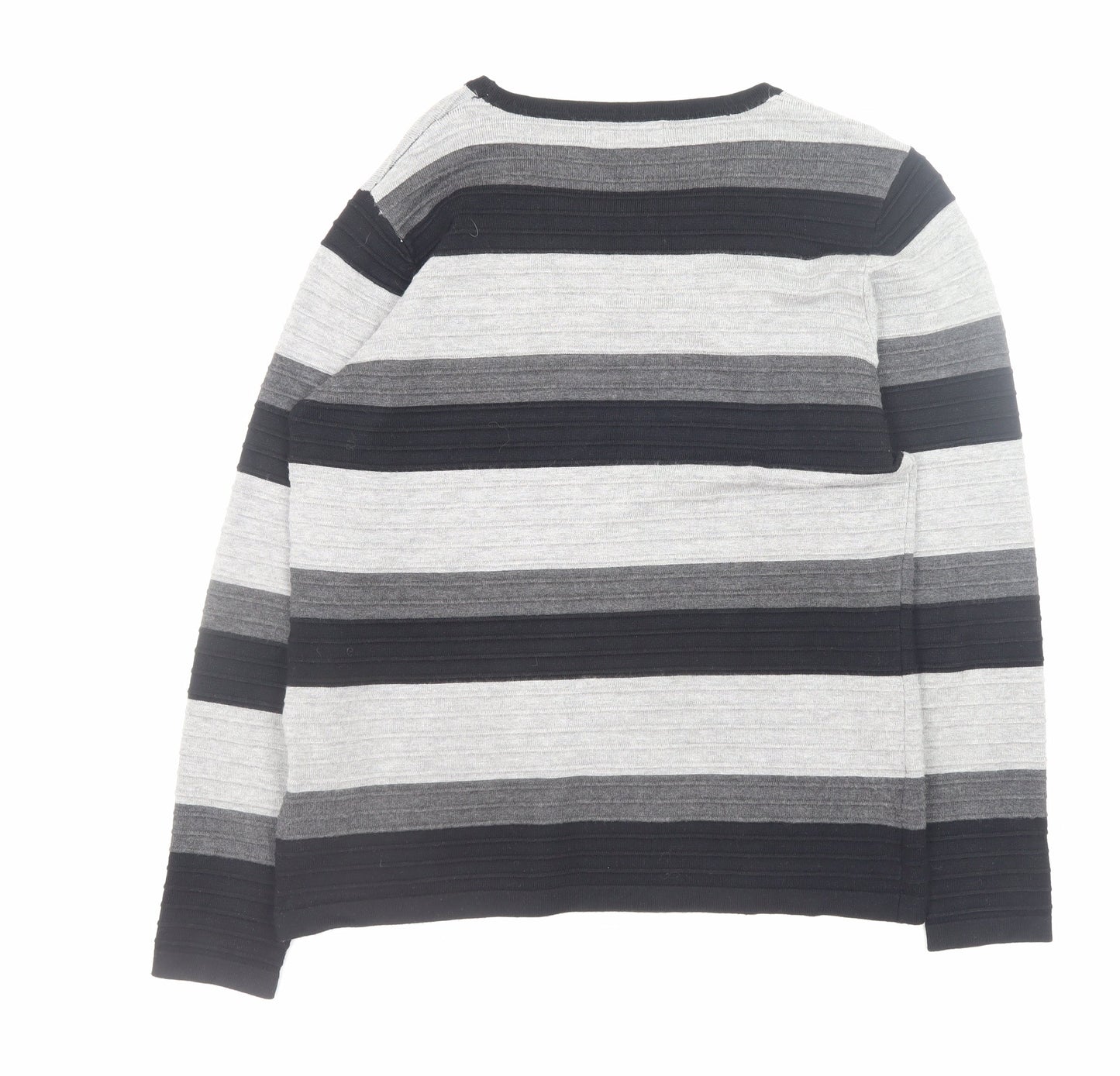 Bassini Men's Grey Striped Knit Pullover Jumper Size M