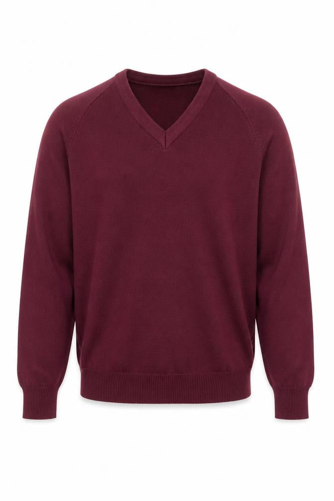 Hunter Men's Red V-Neck Acrylic Knit Jumper Size M