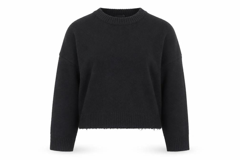 Monki Women’s Black Wool Blend Crew Neck Pullover Jumper Size M