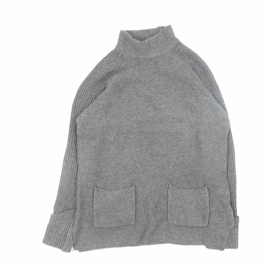 Warehouse Women Grey Size 8 Roll Neck Long Sleeve Knit Jumper