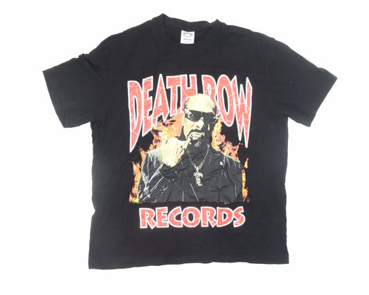 Bershka Men’s Black Death Row Records Graphic T-Shirt Size L