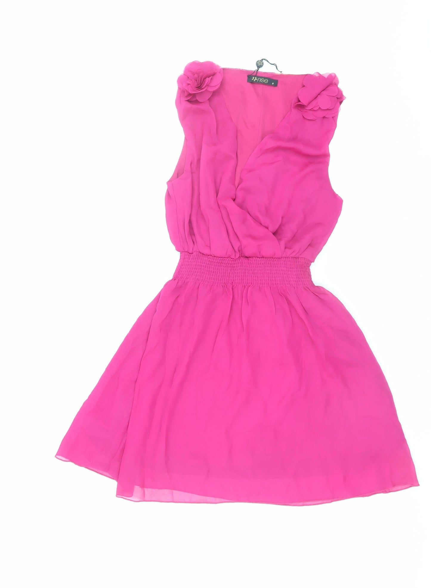 Rise Womens Pink Fit & Flare Sleeveless Short Party Dress Size 8