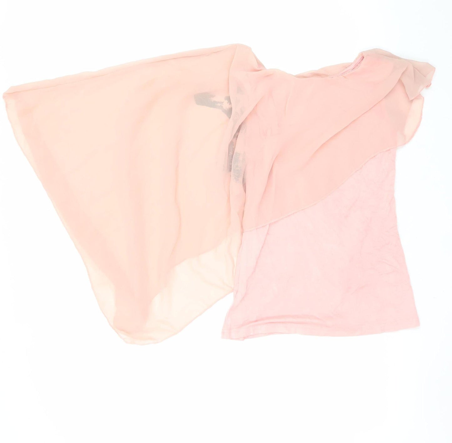 HEY HEY Women's Pink Asymmetrical Chiffon Blouse Size S