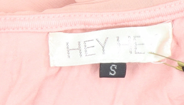 HEY HEY Women's Pink Asymmetrical Chiffon Blouse Size S