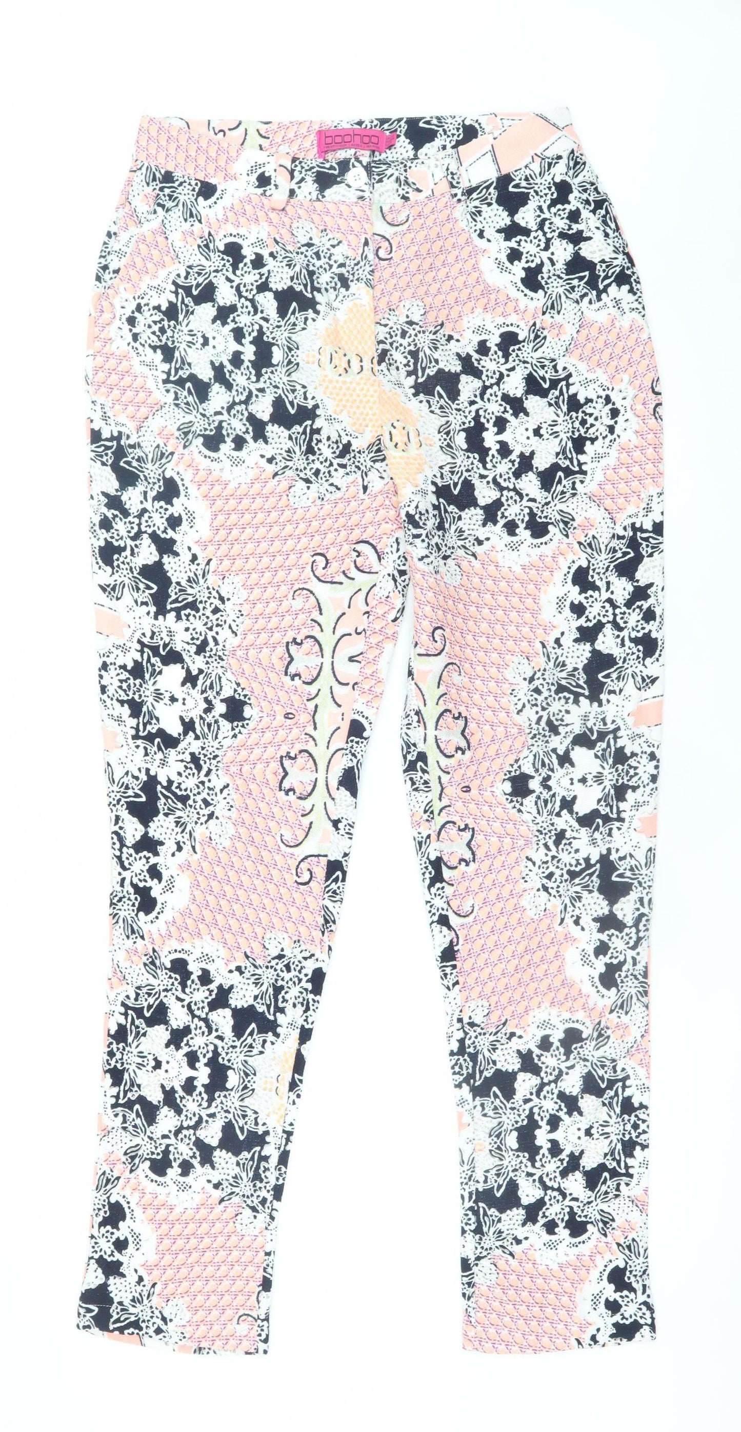 Boohoo Women’s Multicoloured Tapered Trousers Size 12 Polyester