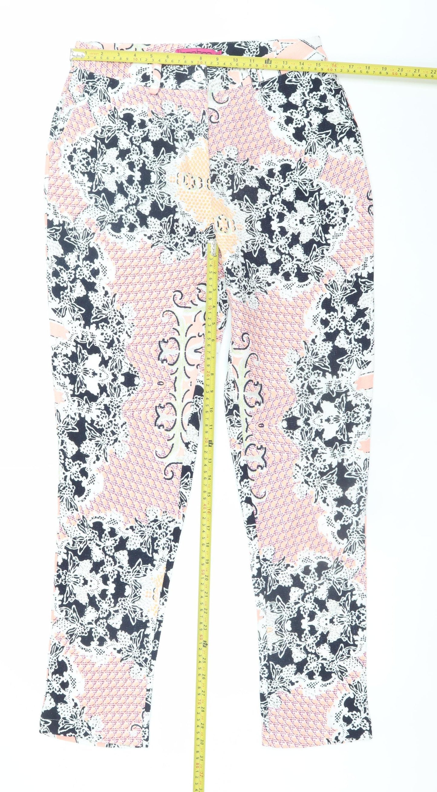 Boohoo Women’s Multicoloured Tapered Trousers Size 12 Polyester