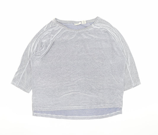 Christian Siriano Women Blue Striped Relaxed T-Shirt L