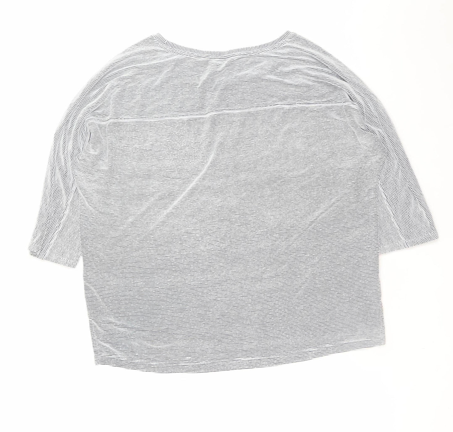 Christian Siriano Women Blue Striped Relaxed T-Shirt L