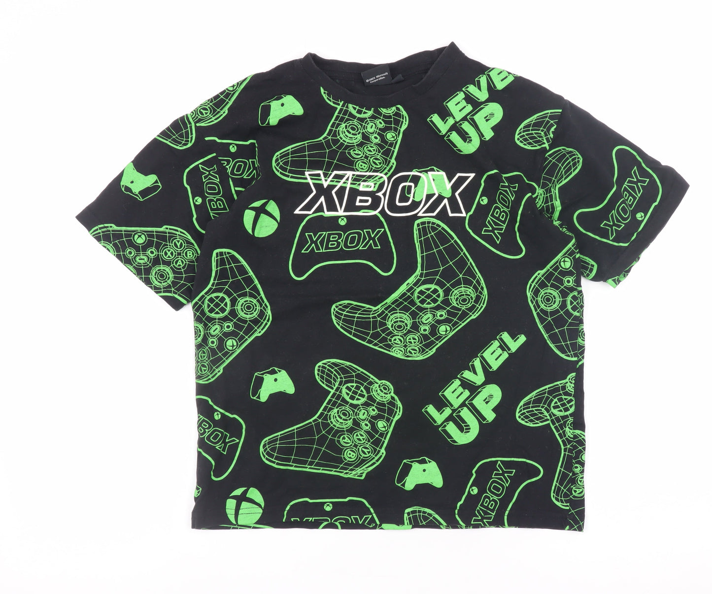 Xbox Boys Black Green Graphic Print Short Sleeve Gaming T-Shirt Size 146/152