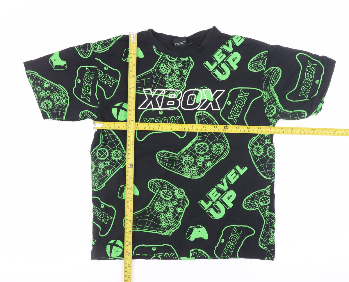 Xbox Boys Black Green Graphic Print Short Sleeve Gaming T-Shirt Size 146/152