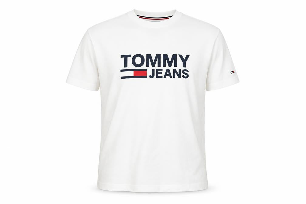 Tommy Jeans Men's White XS Regular Fit Logo Cotton T-Shirt