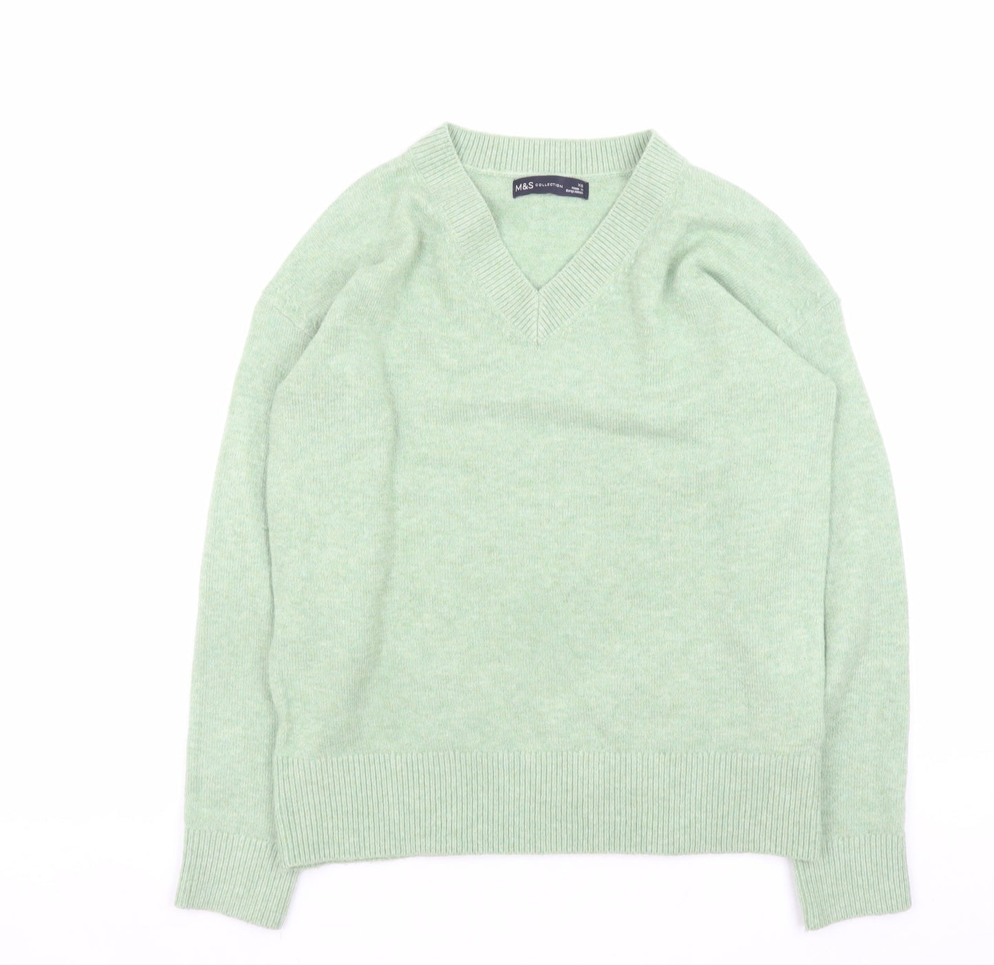 Marks and Spencer Men's Green XS V-Neck Pullover Jumper
