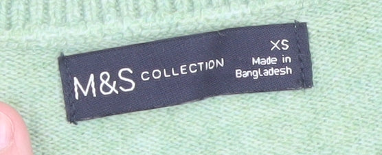 Marks and Spencer Men's Green XS V-Neck Pullover Jumper