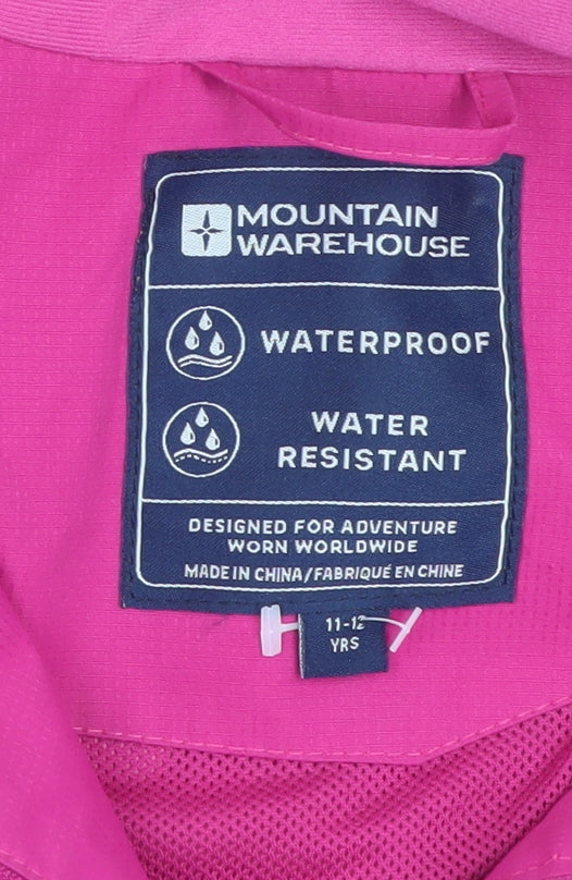 Mountain Warehouse Teens Pink Waterproof Hooded Rain Jacket 11-12 YRS