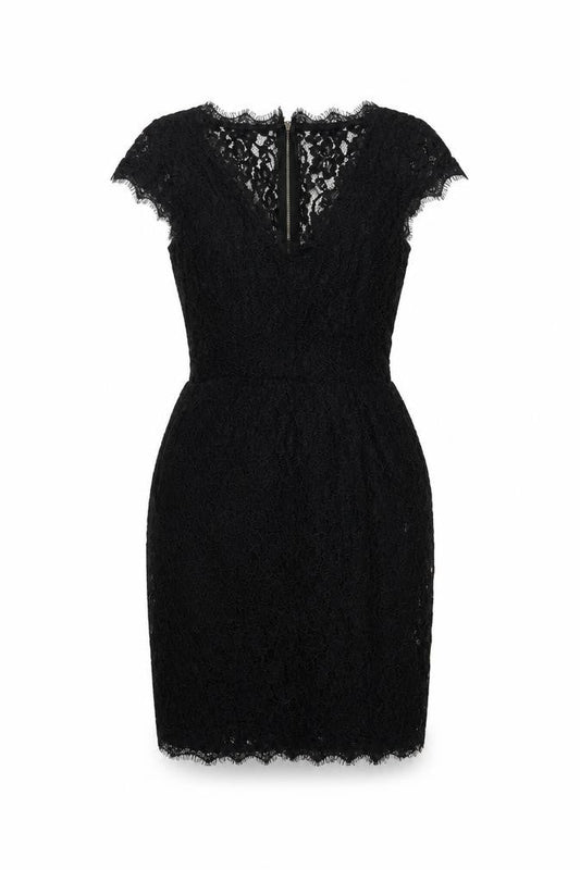 Babaton Women's Black Lace Short Sleeve Sheath Party Dress Size 6