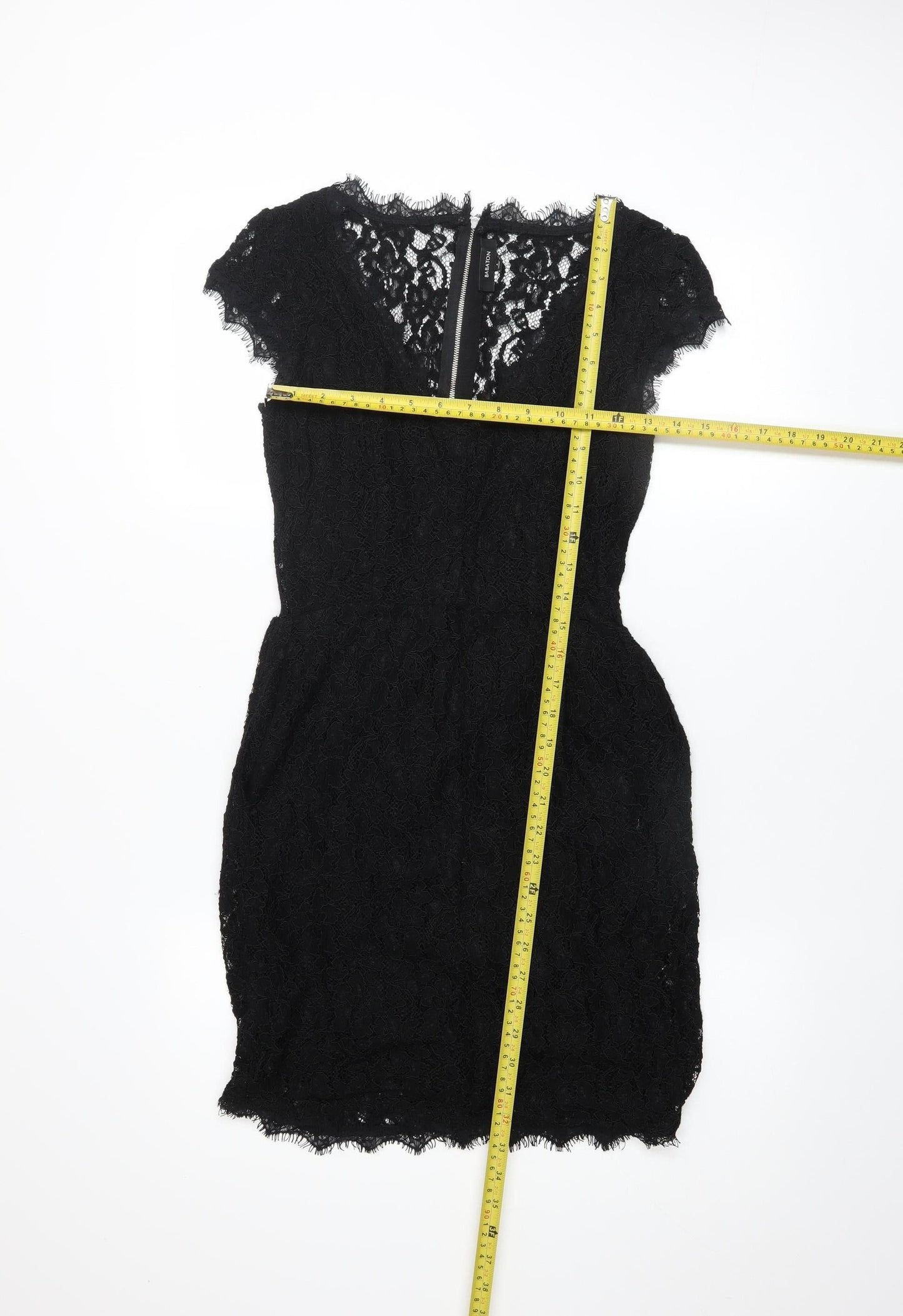 Babaton Women's Black Lace Short Sleeve Sheath Party Dress Size 6