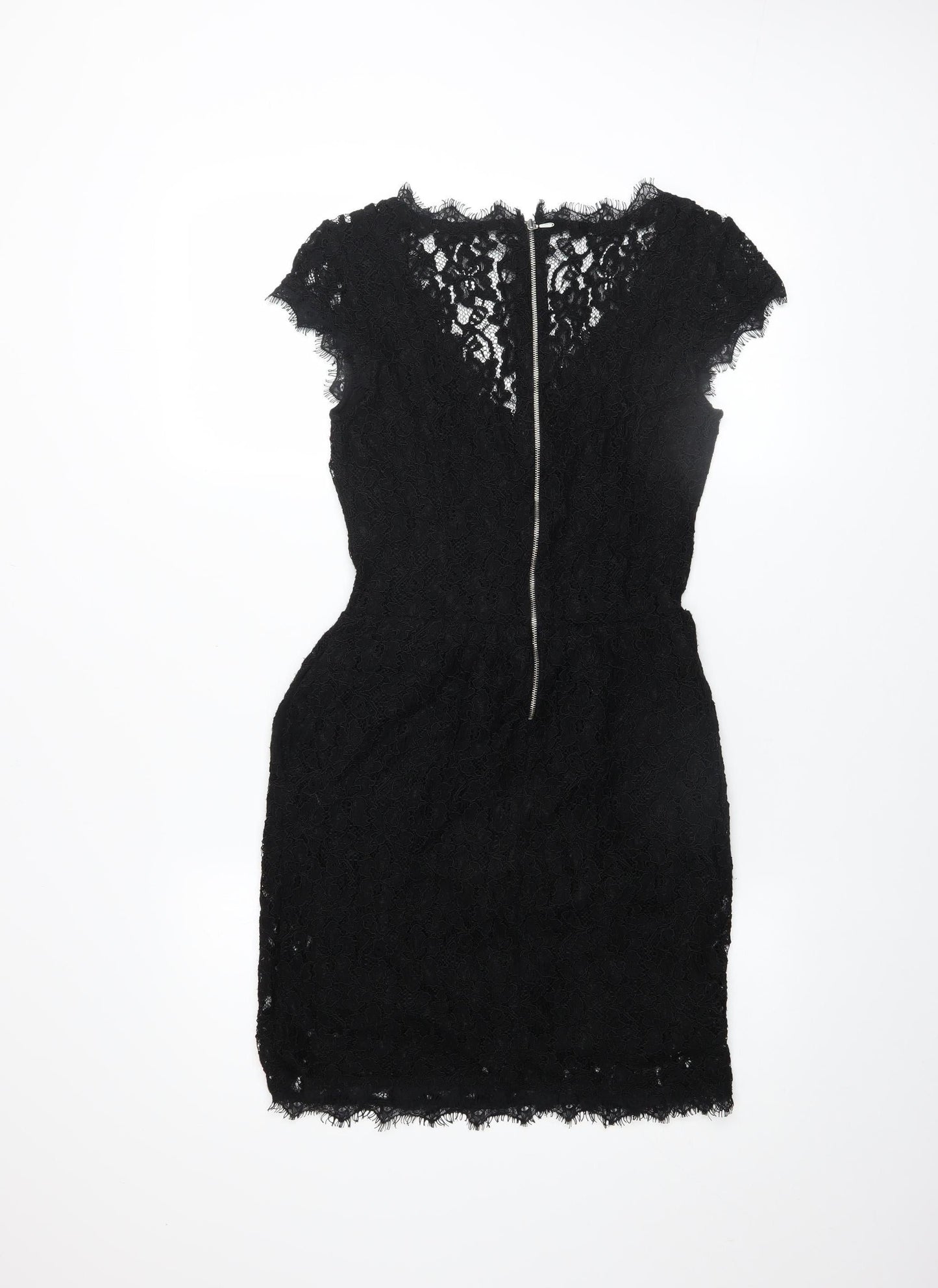 Babaton Women's Black Lace Short Sleeve Sheath Party Dress Size 6