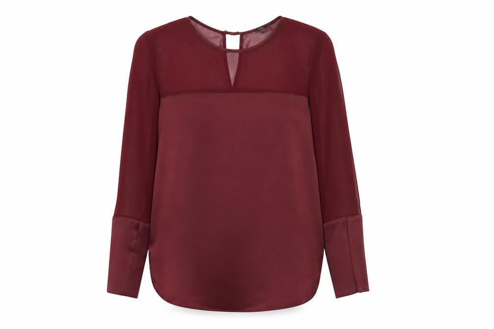 River Island Women Red Long Sleeve Chiffon Blouse Size 8