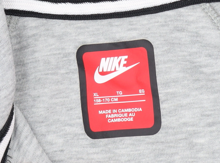 Nike Boys Grey Full Zip Hoodie XL 158-170cm Sportswear Sweatshirt