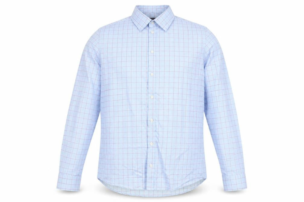 New Haven Men's Blue Check Long Sleeve Regular Fit Shirt 16.5