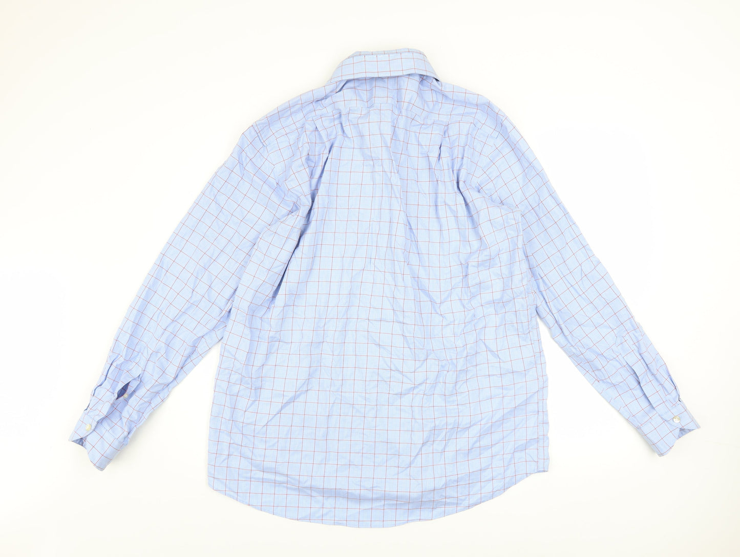 New Haven Men's Blue Check Long Sleeve Regular Fit Shirt 16.5