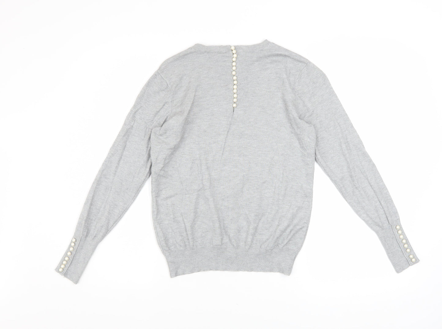 Savida Women's Grey Crew Neck Long Sleeve Pullover Jumper Size 12