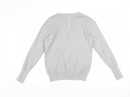 Savida Women's Grey Crew Neck Long Sleeve Pullover Jumper Size 12
