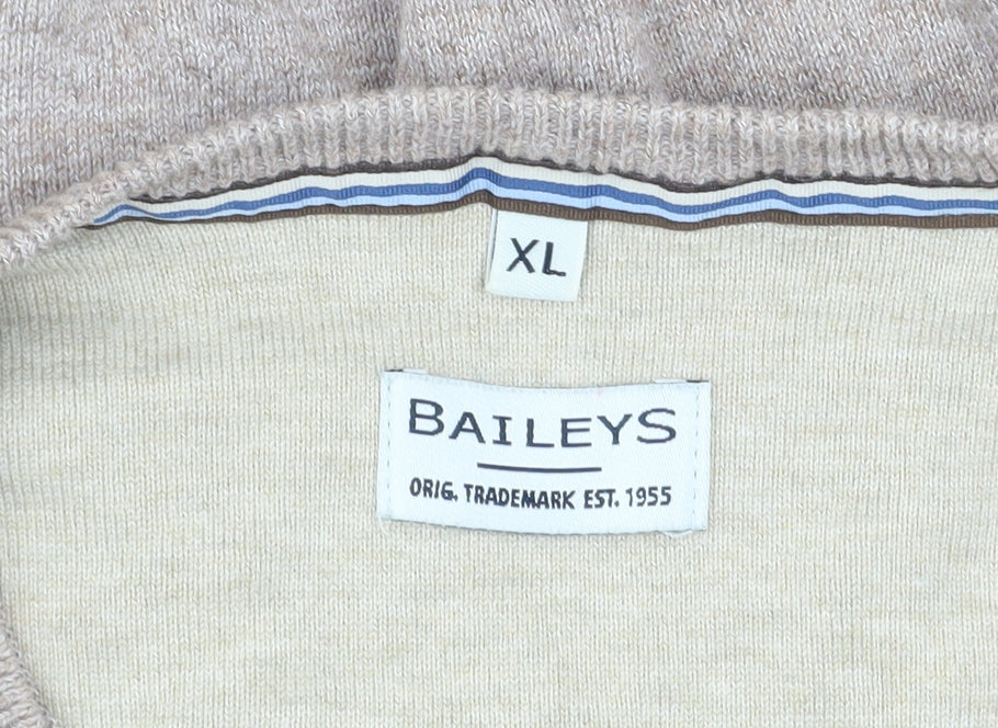 Baileys Men's Beige XL Cotton V-Neck Pullover Jumper