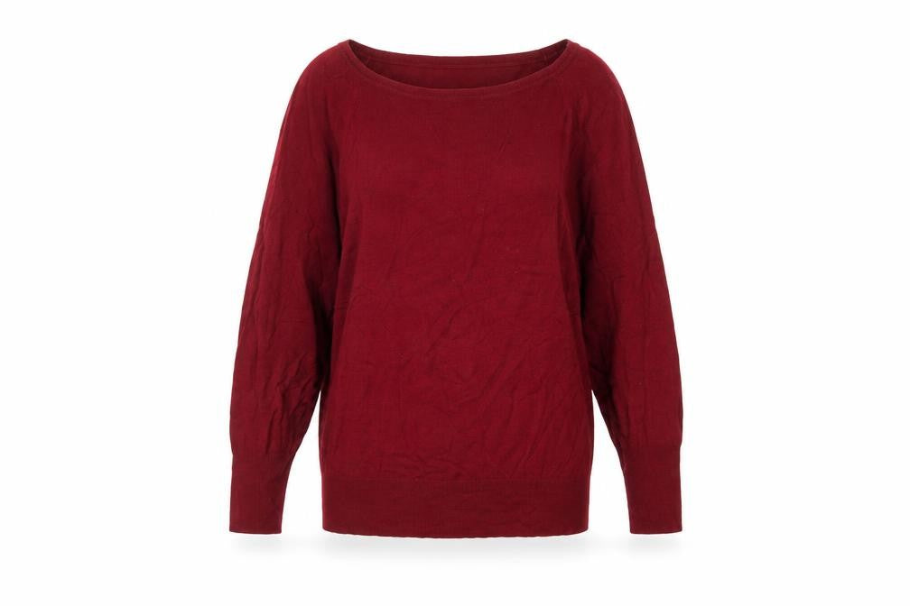 Zara Women Red Knit Pullover Jumper Size S Long Sleeve Scoop Neck