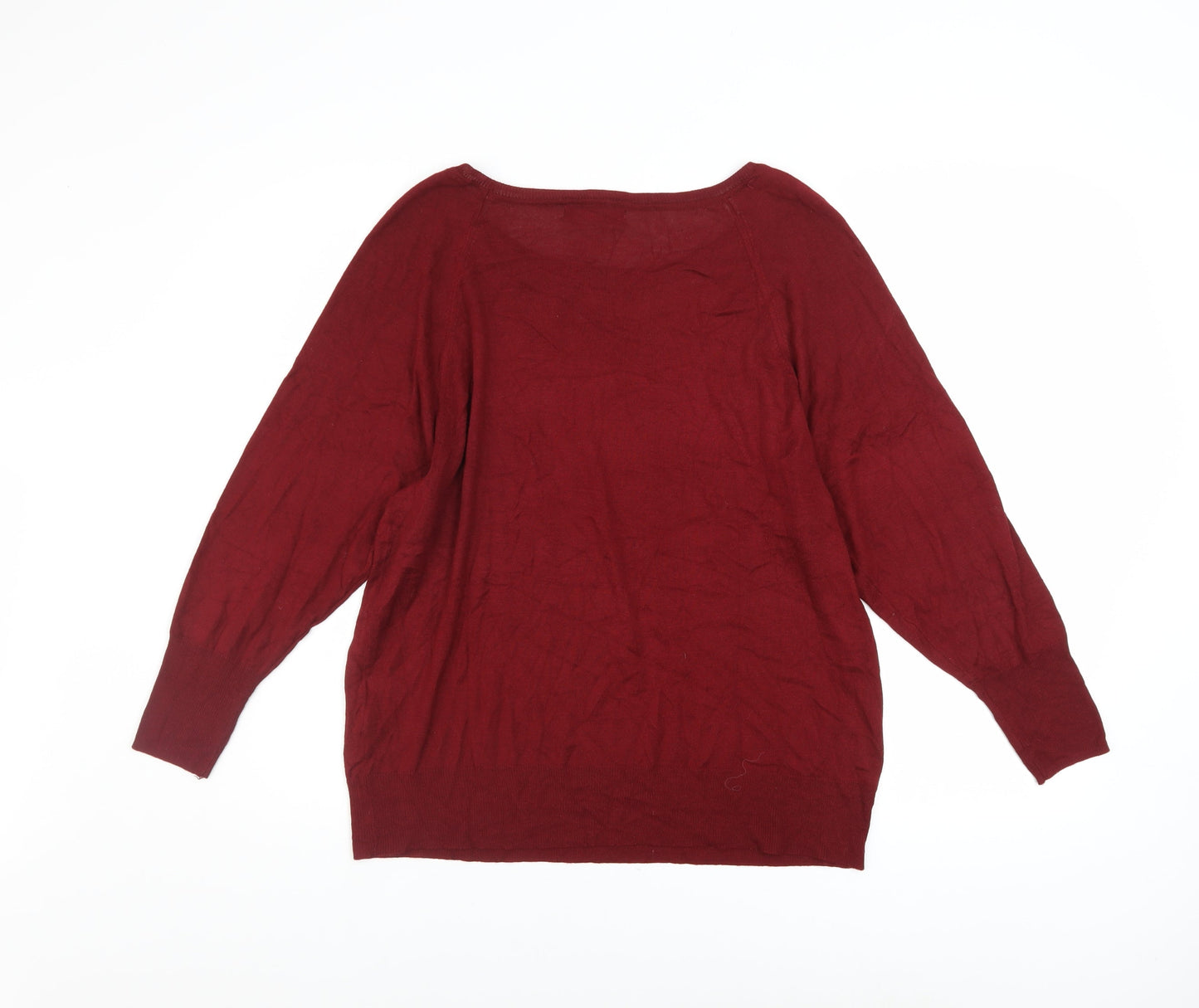 Zara Women Red Knit Pullover Jumper Size S Long Sleeve Scoop Neck
