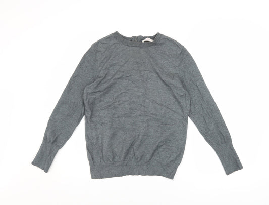 Savida Women’s Grey Crew Neck Button Back Jumper Size 10