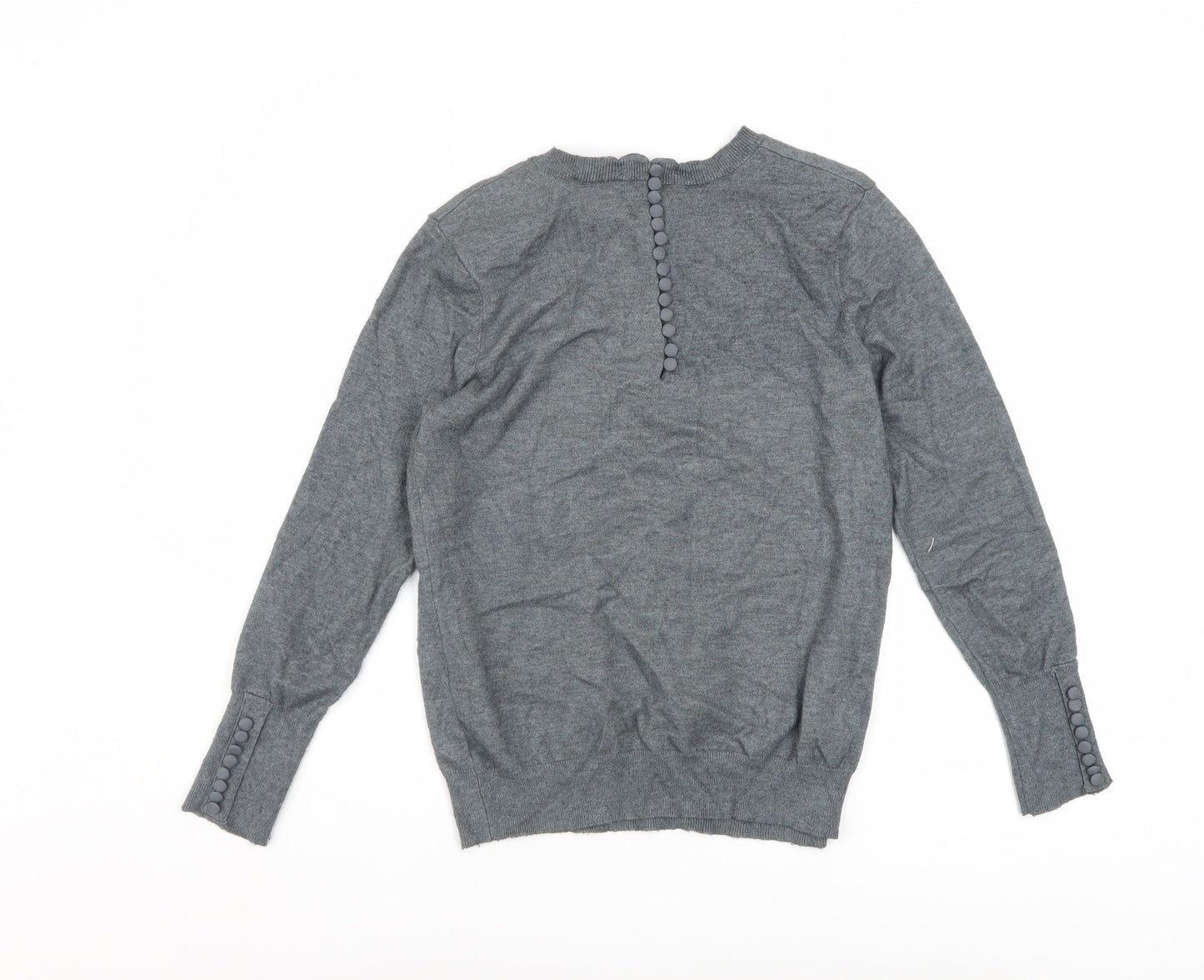 Savida Women’s Grey Crew Neck Button Back Jumper Size 10