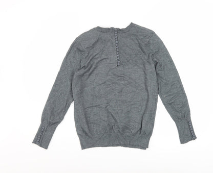 Savida Women’s Grey Crew Neck Button Back Jumper Size 10