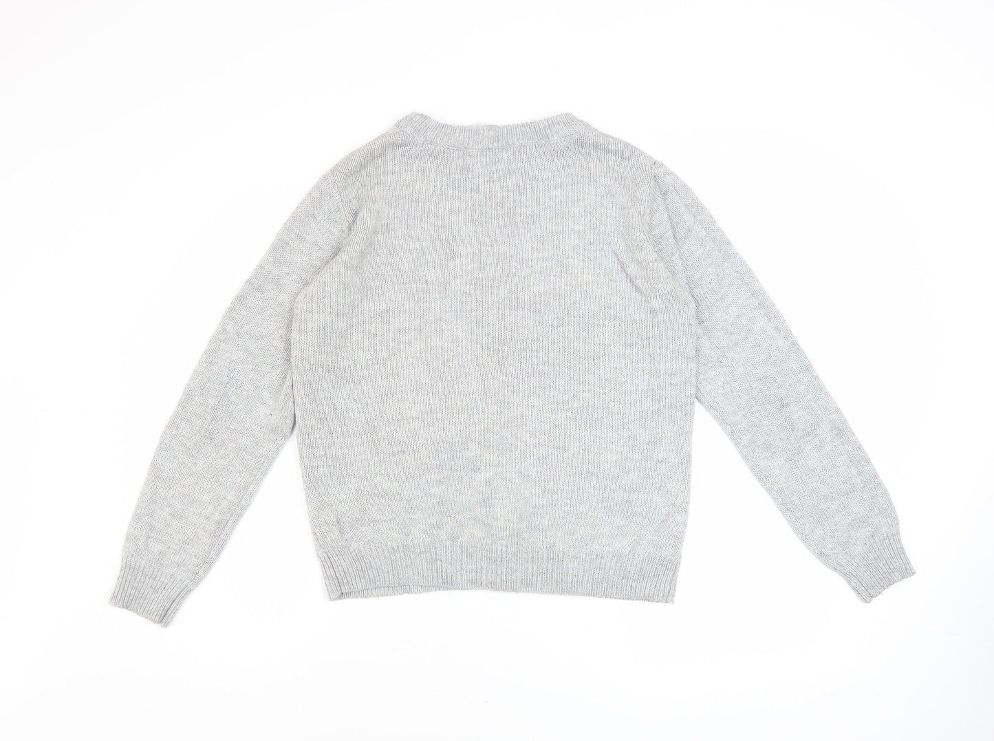 Primark Women Grey Christmas Bear Knit Jumper Size S 10/12