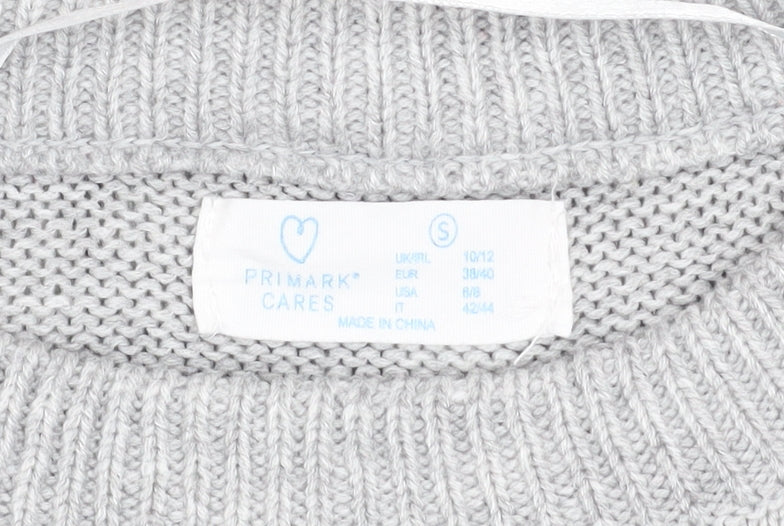 Primark Women Grey Christmas Bear Knit Jumper Size S 10/12